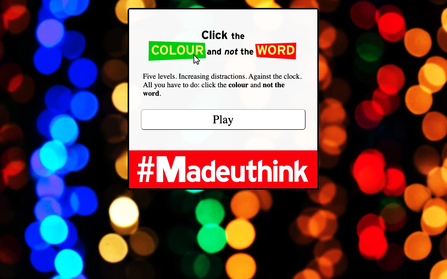 Click the Colour, Not the Word Stroop-effect colour-matching game
