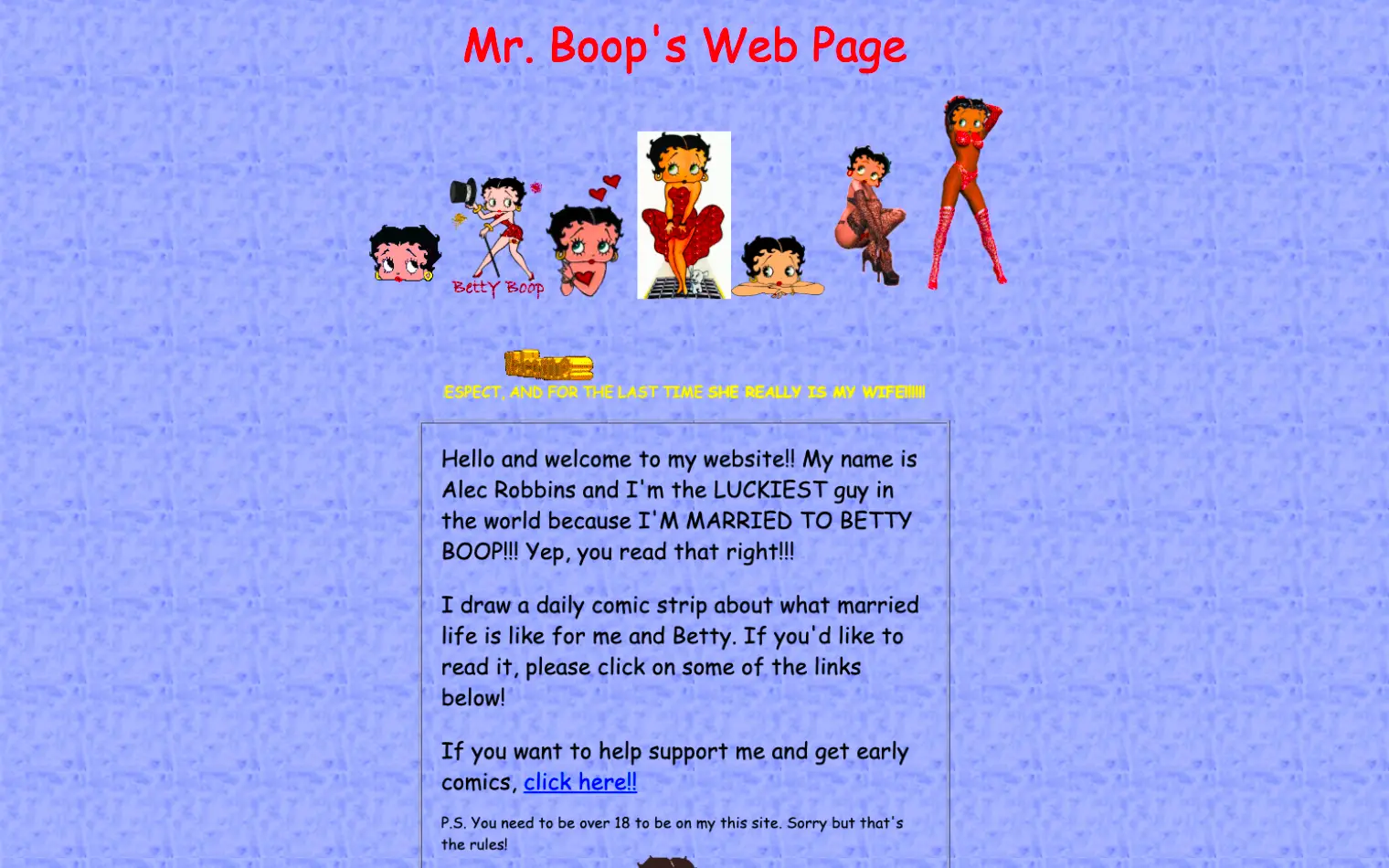 Mr. Boop satirical webcomic on its independent web portal